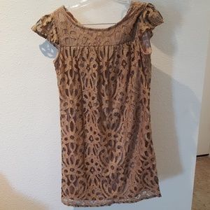 Gold and black lace dress